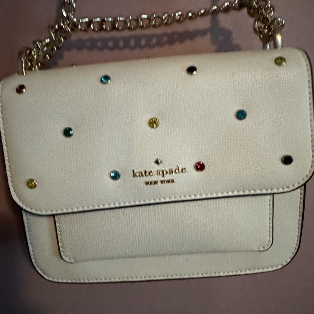 NWOT Kate Spade Remi White Crossbody Bag with Colorful Gems - Picture 2 of 5